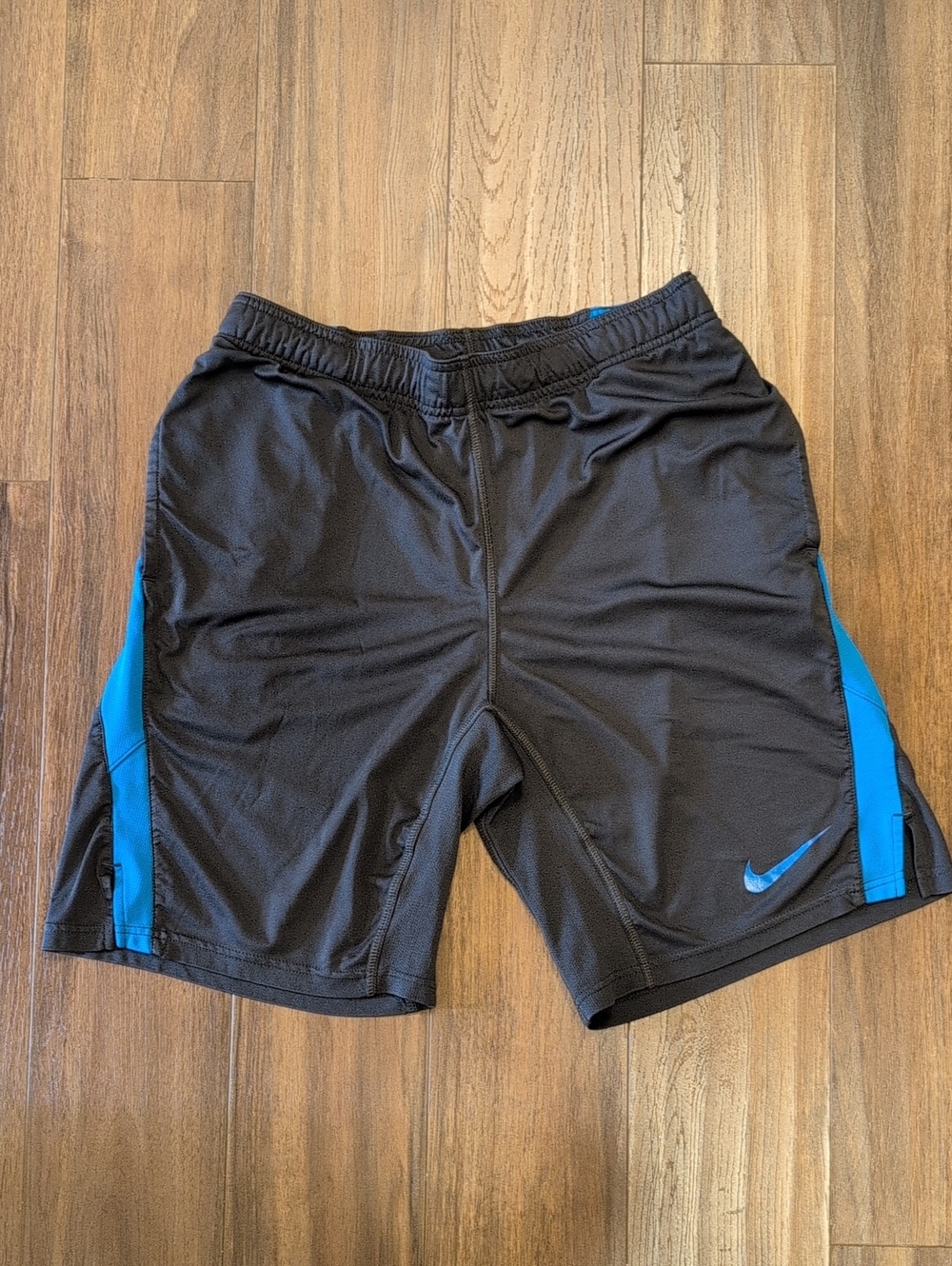 Nike Dri Fit Men’s Charcoal/Black Athletic Shorts with Blue Panels